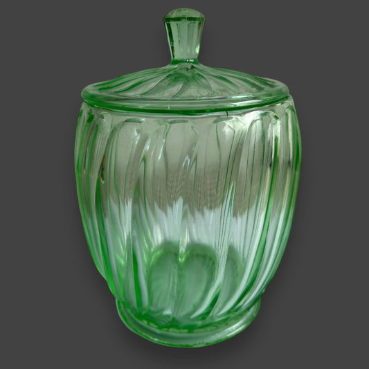 Vintage 1930s Uranium Glass Jar
