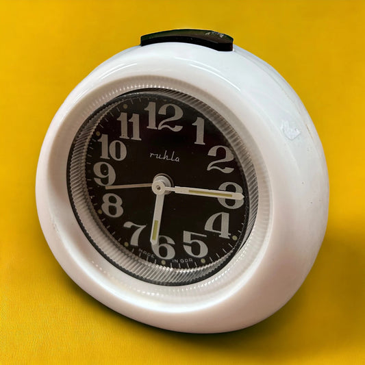 Mid Century White Ruhla West German Clock