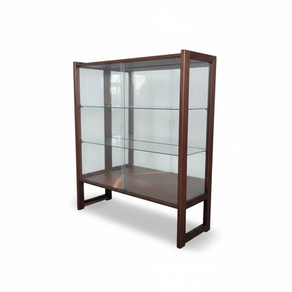 Mid Century Display Cabinet | Teak & Glass Sliding Doors | Vintage Hutch