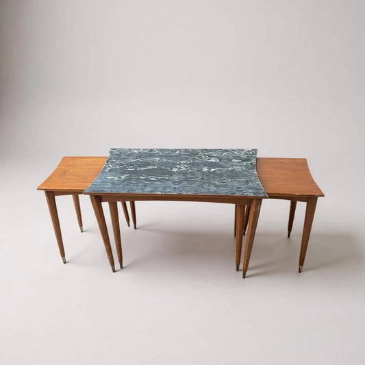Mid Century Modern Formica and Teak Remploy Nest of Tables