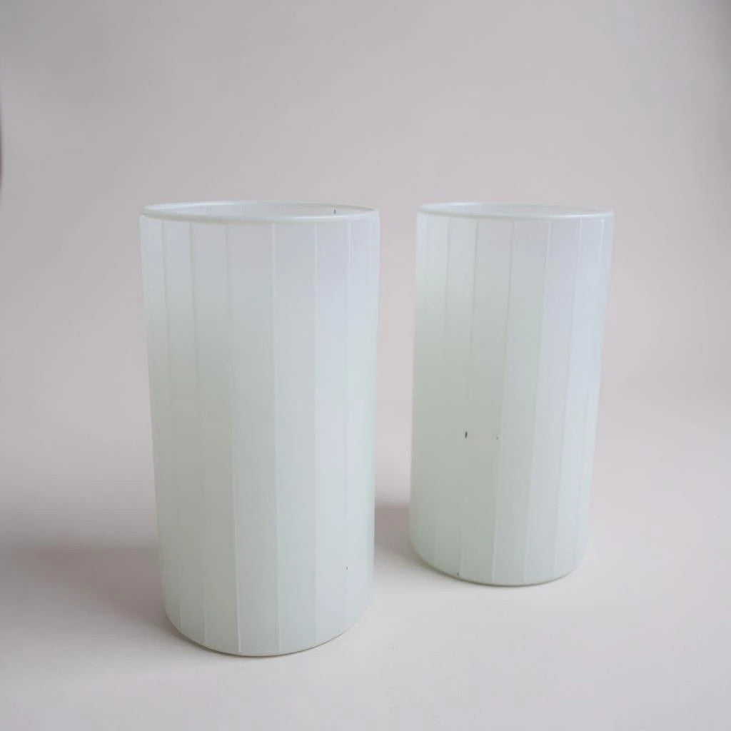 Vintage 90s Pair of Ikea Glass Cylinder Table Lamps