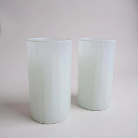 Vintage 90s Pair of Ikea Glass Cylinder Table Lamps