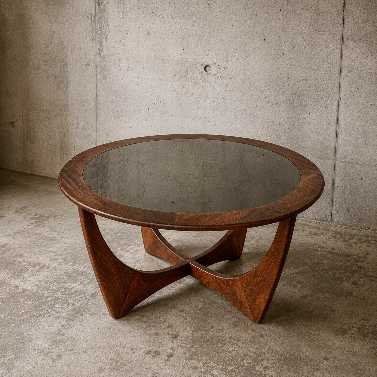 Vintage G Plan Astro Teak Coffee Table with Black Perspex Inset Top