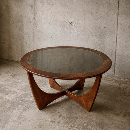 Vintage G Plan Astro Teak Coffee Table with Black Perspex Inset Top