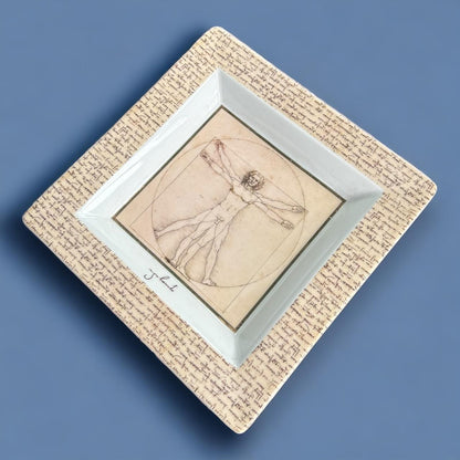 Vintage 90s Leonardo Da Vinci Vitruvian Man Trinket Tray
