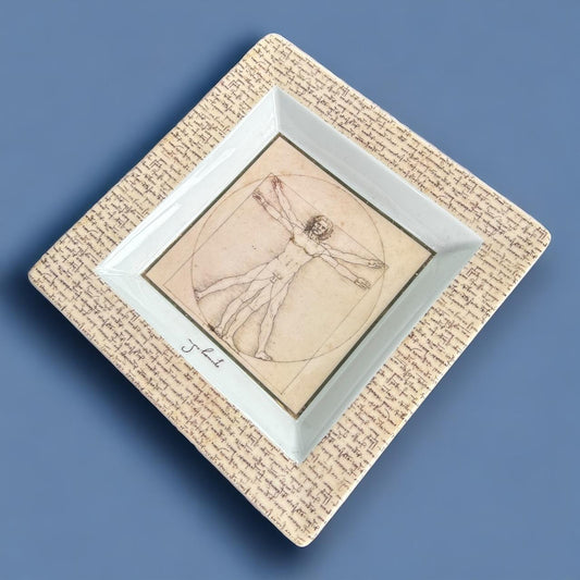 Vintage 90s Leonardo Da Vinci Vitruvian Man Trinket Tray