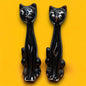 Mid Century Pair of Ceramic Black Cats