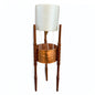Mid Century Copper and Teak Wood Floor Lamp