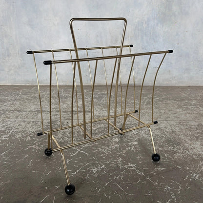 Mid Century Brass Atomic Magazine Rack
