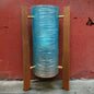 Mid Century Blue Fibreglass & Teak Rocket Table Lamp