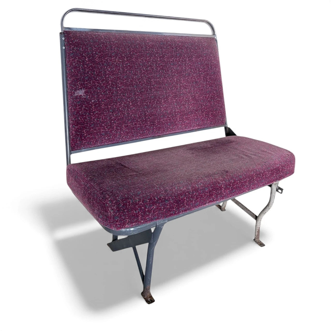 Vintage Purple Bus Seat – Industrial Mid-Century Bench