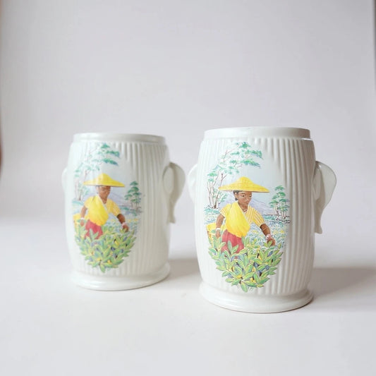 Pair of Vintage SylvaC Tea Caddies – Ribbed Pottery Jars