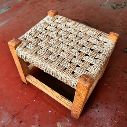 Mid century woven footstool