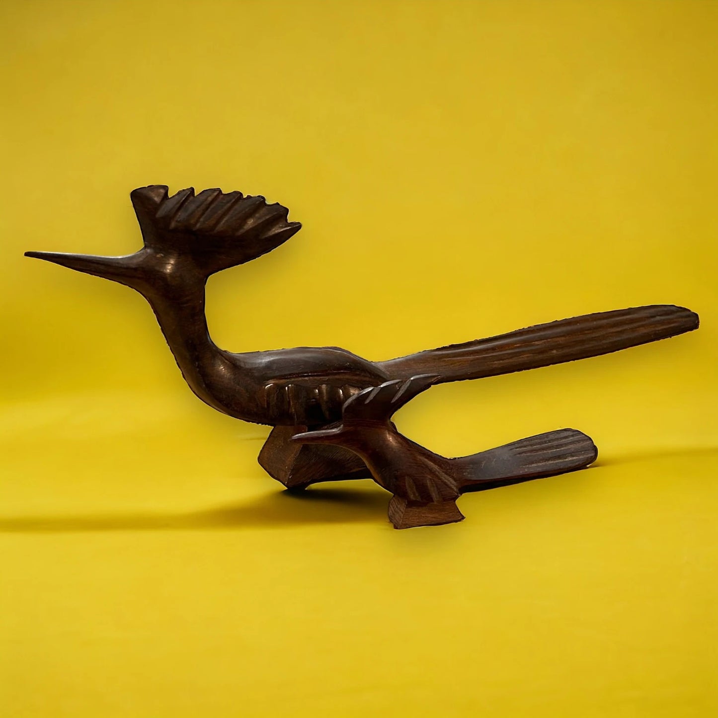 Mid Century Dark Wood Road Runner Pair of Sculptures
