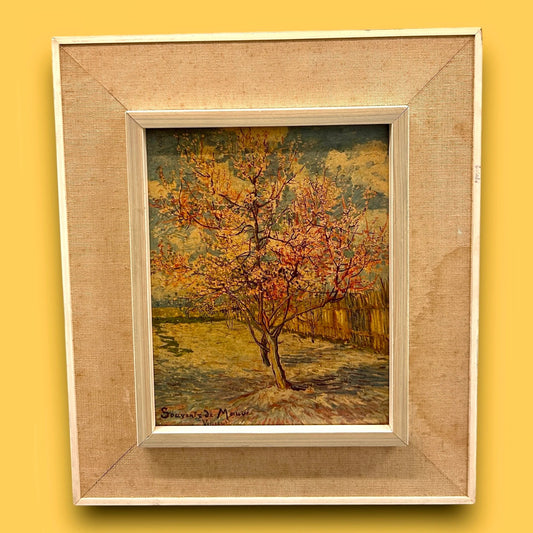 Vintage 1970s Vincent Van Gogh Peach Trees Framed Art