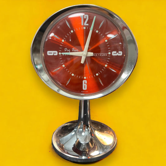 Mid Century Red Westclox Alarm Clock