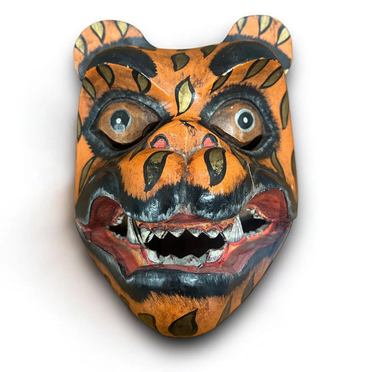 Vintage 1950s Mexican Folk Art Tiger Decorative Mask