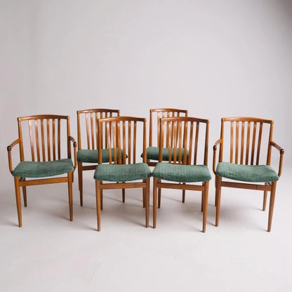 Mid Century Modern Set of Six Teak Wood Dining Chairs from Vamdrup