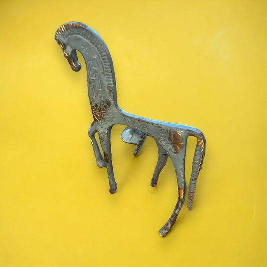 Vintage 1970s Green Bronze Horse