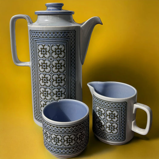 Vintage 1970s Hornsea Tapestry Blue Jug Set