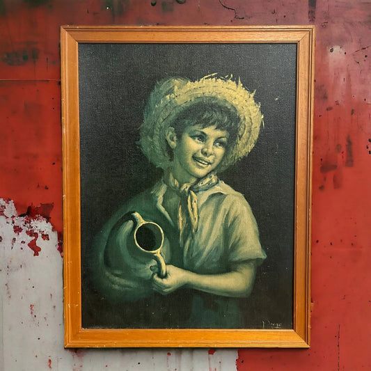 Vintage 1970s Country Boy Tovine Framed Art