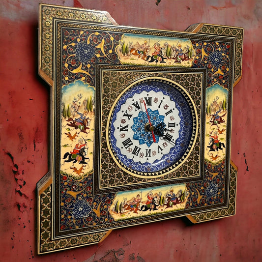 Vintage 1960s Persian Khatam Mosaic Clock