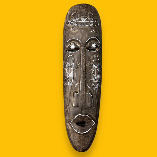 Vintage 1980s carved African wall art mask