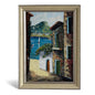 1970s Mediterranean Oil Painting – Framed Coastal Street Scene, Signed