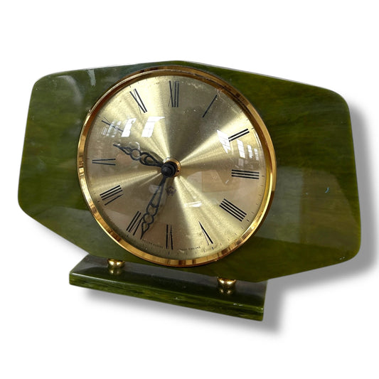 Mid Century Modern Onyx Marble Green Table Clock