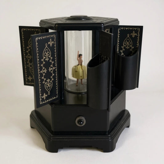 Art Deco Black Carousel Music Box – Ballerina Figurine – Collectible Home Decor