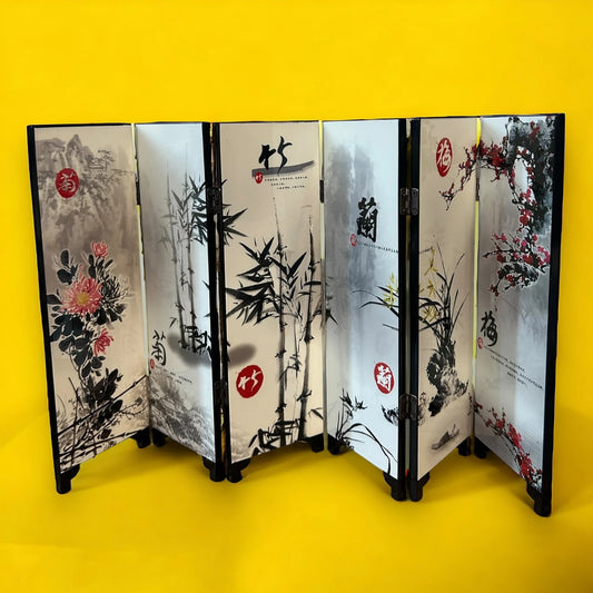 Vintage 1970s Chinese landscape mini screen divider