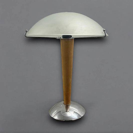 Vintage 90s Ikea Kvintol Teak and Chrome Table Lamp