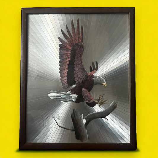 Vintage 1970s Eagle Foil Framed Art