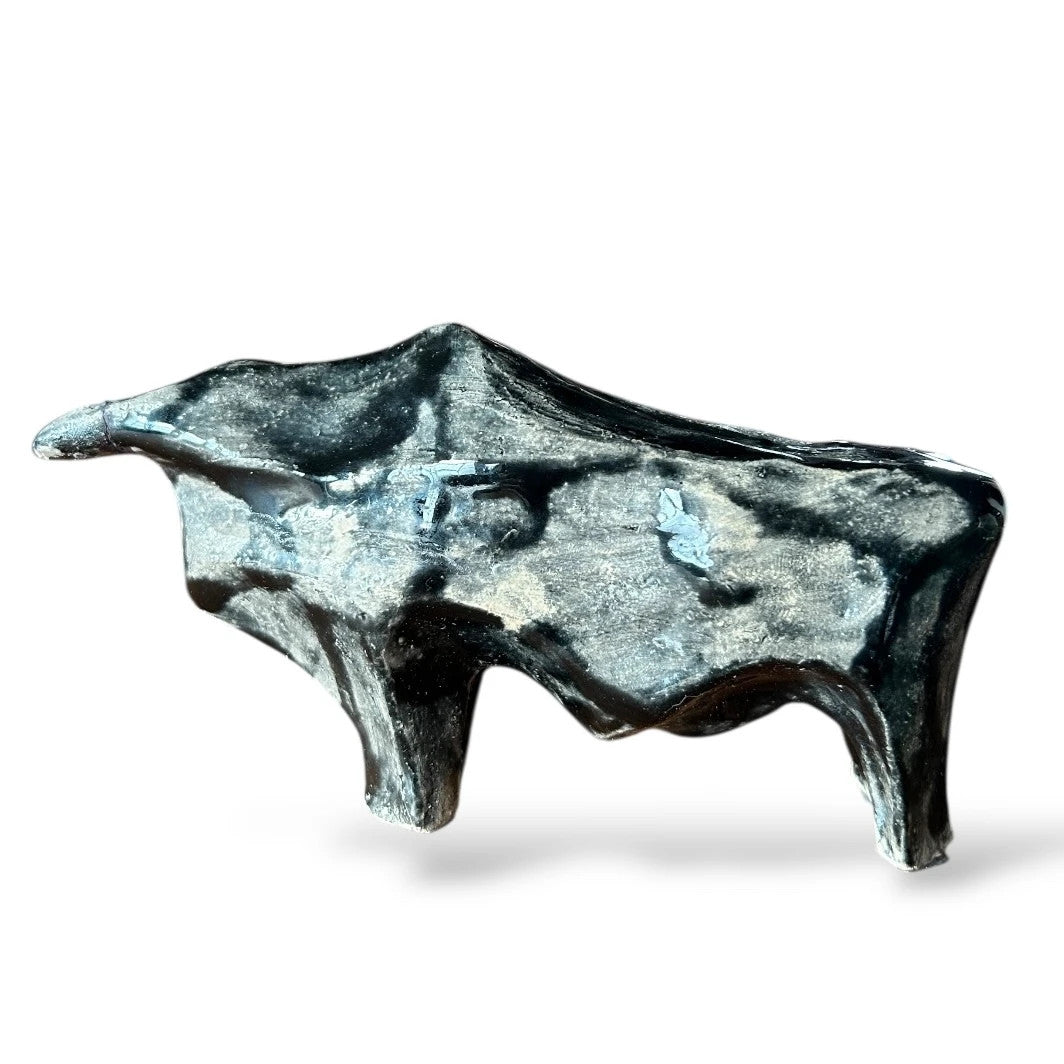 Brutalist Swedish Pottery Bull – Vintage Ceramic Sculpture, Mid Century