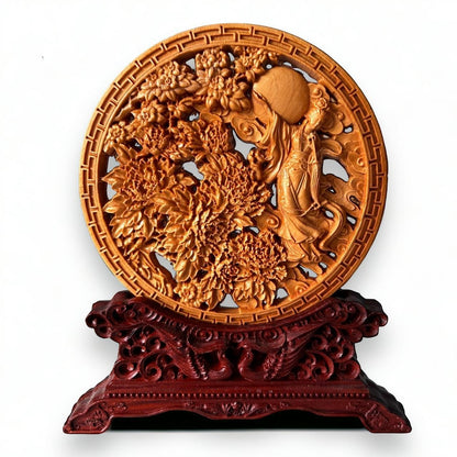 Vintage Chinese Wood Carved Folding Screen