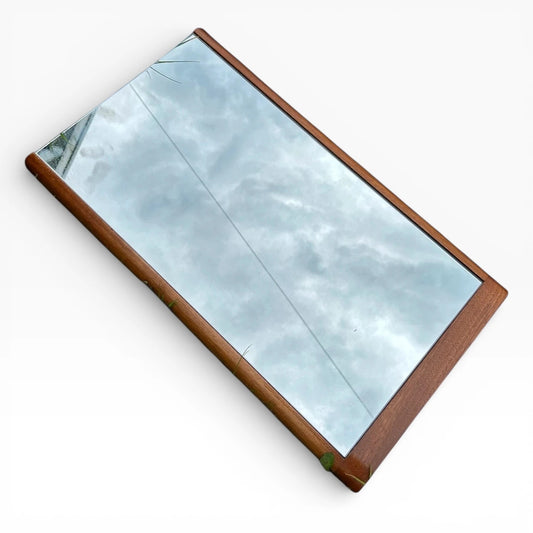 Mid Century Teak Mirror - Danish Rectangular Wall Mounted Vintage Mirror