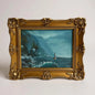 Vintage 1970s Nautical Landscape Oil Painting with a Gilt Frame
