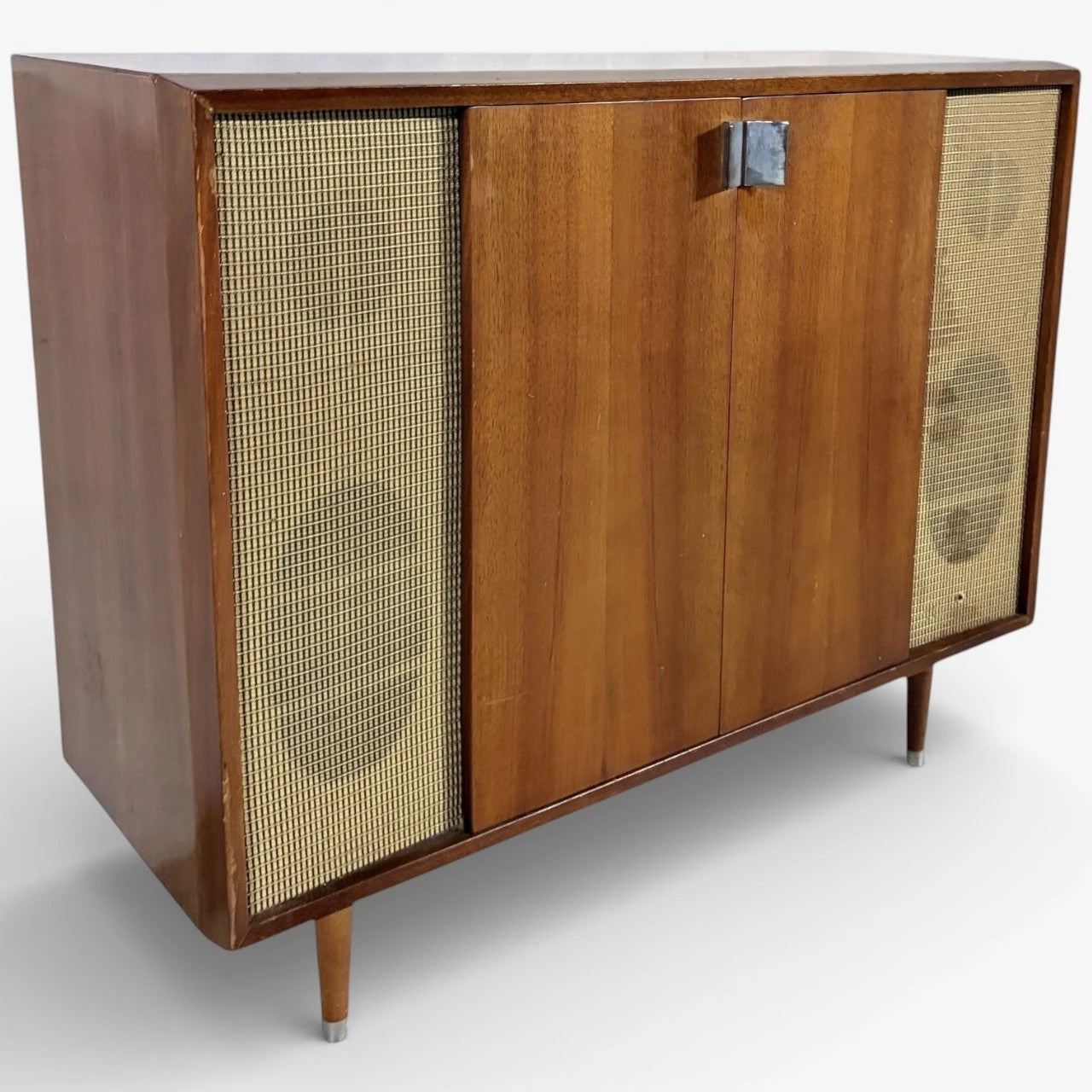 Vintage Radiogram Cabinet – Mid Century Modern Murphy Wooden Radio Console
