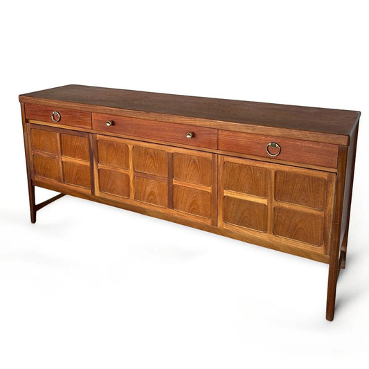 Mid Century Modern Nathan Squares Teak Sideboard Credenza Buffet