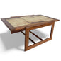 Mid-Century Teak & Tile Coffee Table – 1960s Sledge Base Design