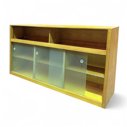 Mid Century French Kitchen Wall Cabinet | 1950s Retro Oak Wall Unitt