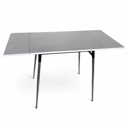 Mid-Century Formica Draw-Leaf Dining Table | Retro Kitchen Table with Chrome Legs