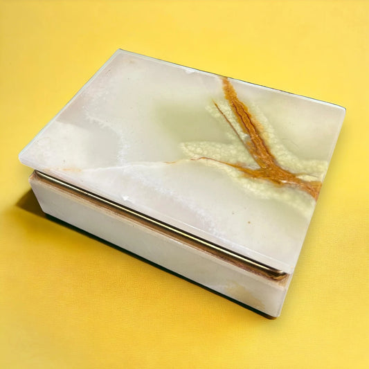 Vintage 1960s Onyx Marble Jewellery Box
