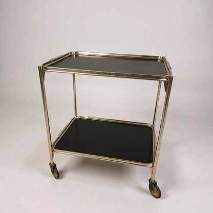 Mid Century Modern Chrome and Black Drinking Trolley