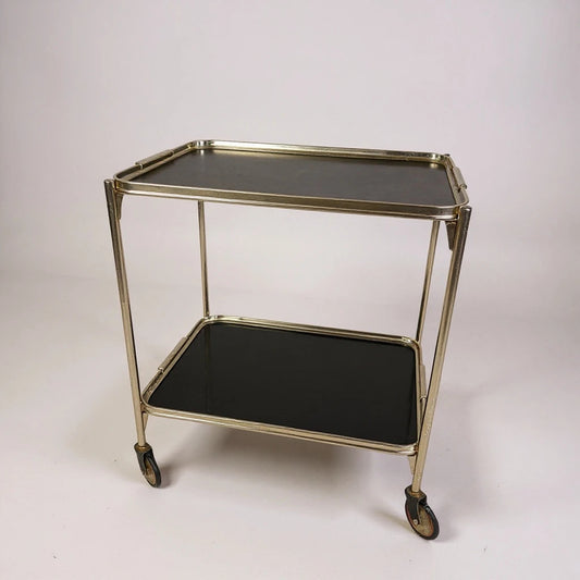 Mid Century Modern Chrome and Black Drinking Trolley