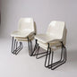Mid Century Stackable White Plastic & Metal Chairs | Vintage Industrial Seating