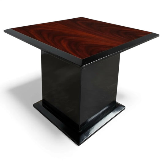 Art Deco Coffee Table – Square Rosewood Effect With Black Lacquer Base