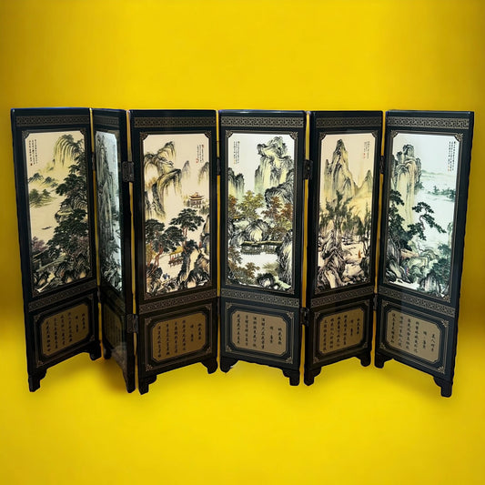 Vintage 1970s Chinese Art Mini Screen Divider