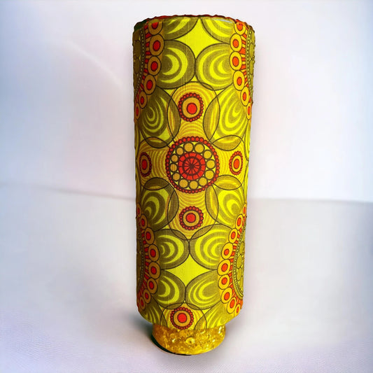 mid century yellow shattaline table lamp