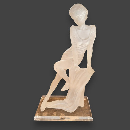 Vintage 1990s Art Deco Lady Lucite Sculpture